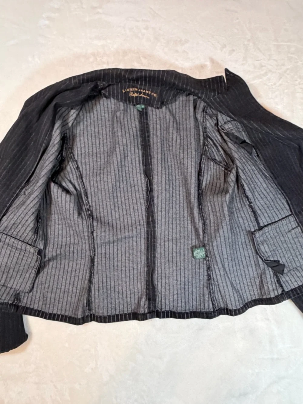 Lauren Jeans Co. Ralph Lauren Black Pinstripe Denim Jacket - 1 of 2 Piece Set - Picture 12 of 13